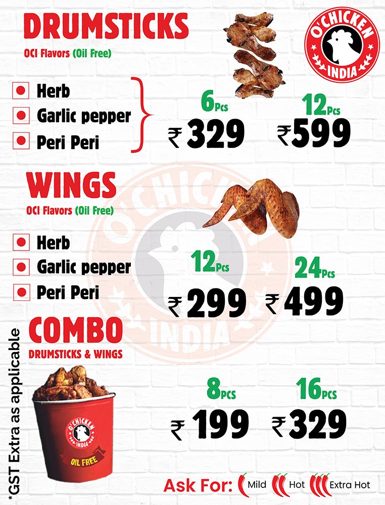 Oil Free Chicken Healthy Menu - O'Chicken India