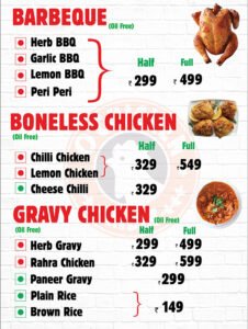 OCI Menu - O' Chicken India